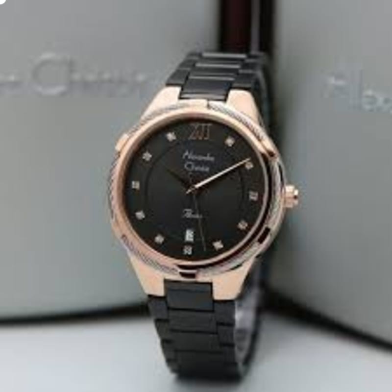 JAM TANGAN WANITA ALEXANDRE CHRISTIE AC 2842 AC2842 BLACK ROSEGOLD ORIGINAL Stainless Steel