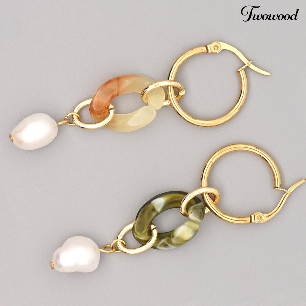 Twowood 1 Pair Bohemian Earrings Faux Pearl Comfortable to Wear Baroque Style Exquisite Long Dangle Earrings for Party