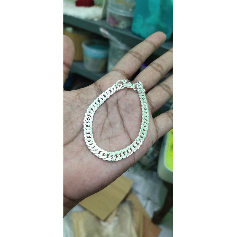 Gelang rantai lipan kecil lapis perak