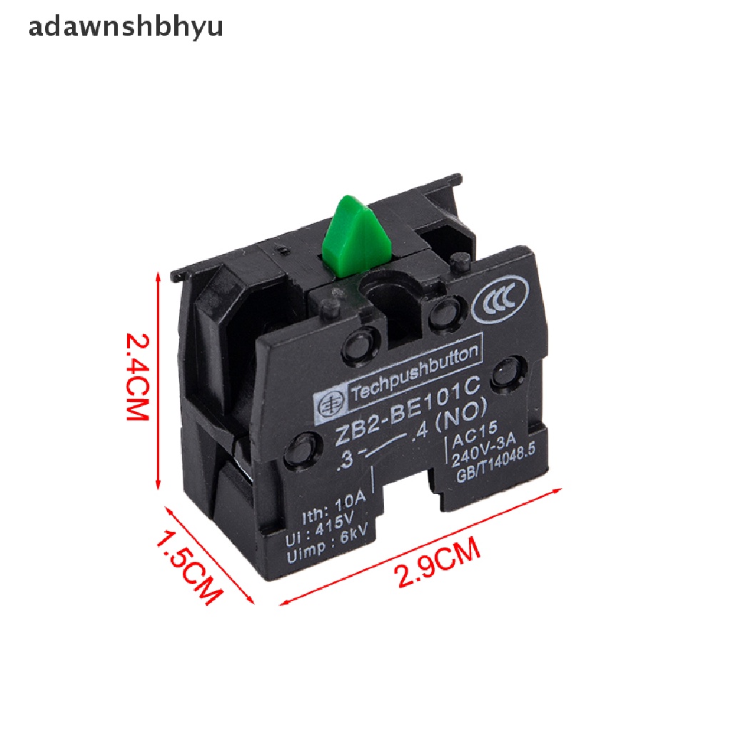 Adawnshbhyu 2pcs XB2 Push Button Switch ZB2-BE102C(NC) Blok Kontak ZB2-BE101C (NO)