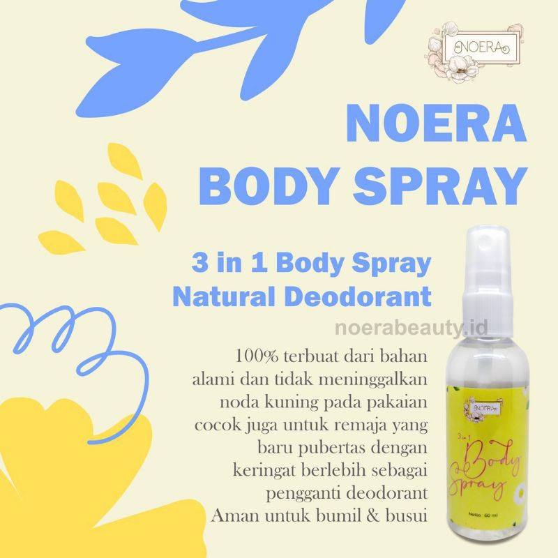 SALEE!! Noera 3 In 1 Body Spray | Natural Deodorant Spray BPOM 60ml