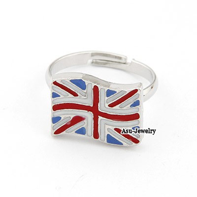 LRC Cincin Coral White Flag Pattern Alloy Korean Rings