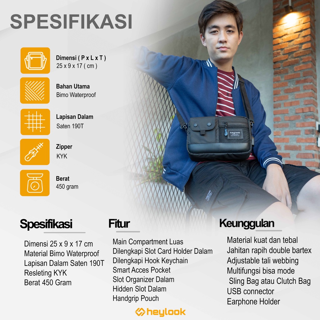 HEYLOOK Project - Sling Bag AXTON Multyfungsi 3 in 1 Hand Bag Kulit Anti-Air Tas Selempang Waterproof  Clutch Bag Pria Wanita WaistBag Pouch Bag Waist Bag Cowok