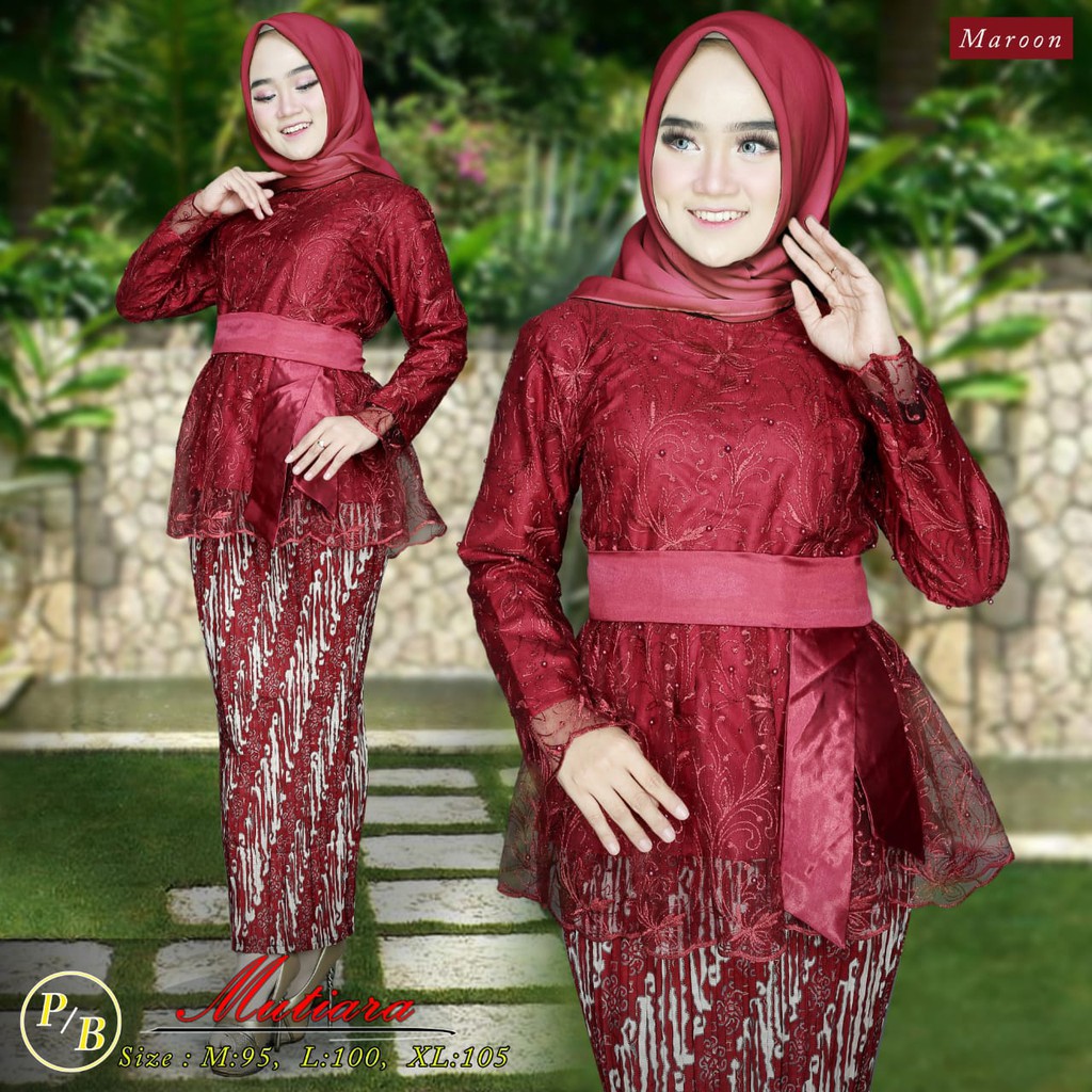 NEW ARRIVAL - kebaya mutiara - set kebaya tulle import - pakaian modern wanita kekinian dan modis