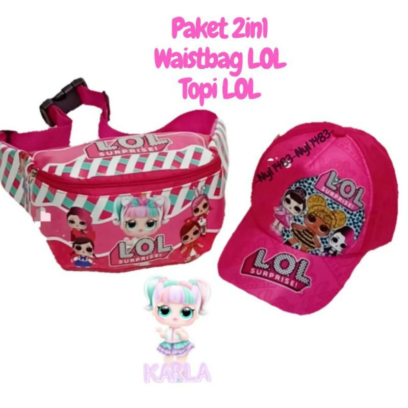 Tas Waistbag dan Topi L0L Anak Perempuan