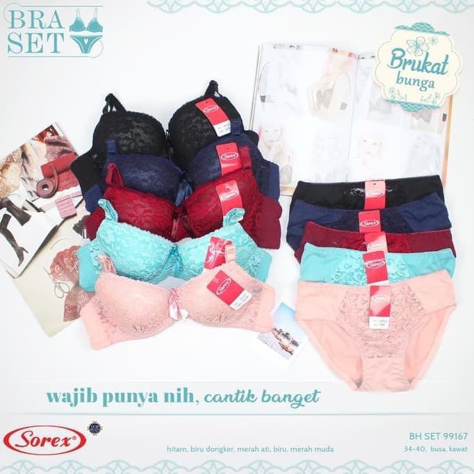 Set BH Set Setelan Bra CD Brukat Bunga Kawat 34-40 Sorex 99167 - 34