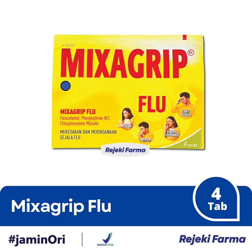 Jual Mixagrip Flu 1 Per Strip isi 4 Kaplet Meredakan Flu atau Bersin