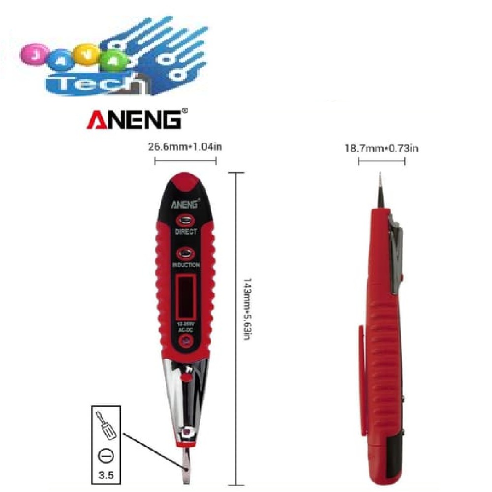 ANENG Tes Pen Digital AC-DC 12-250V dengan Senter