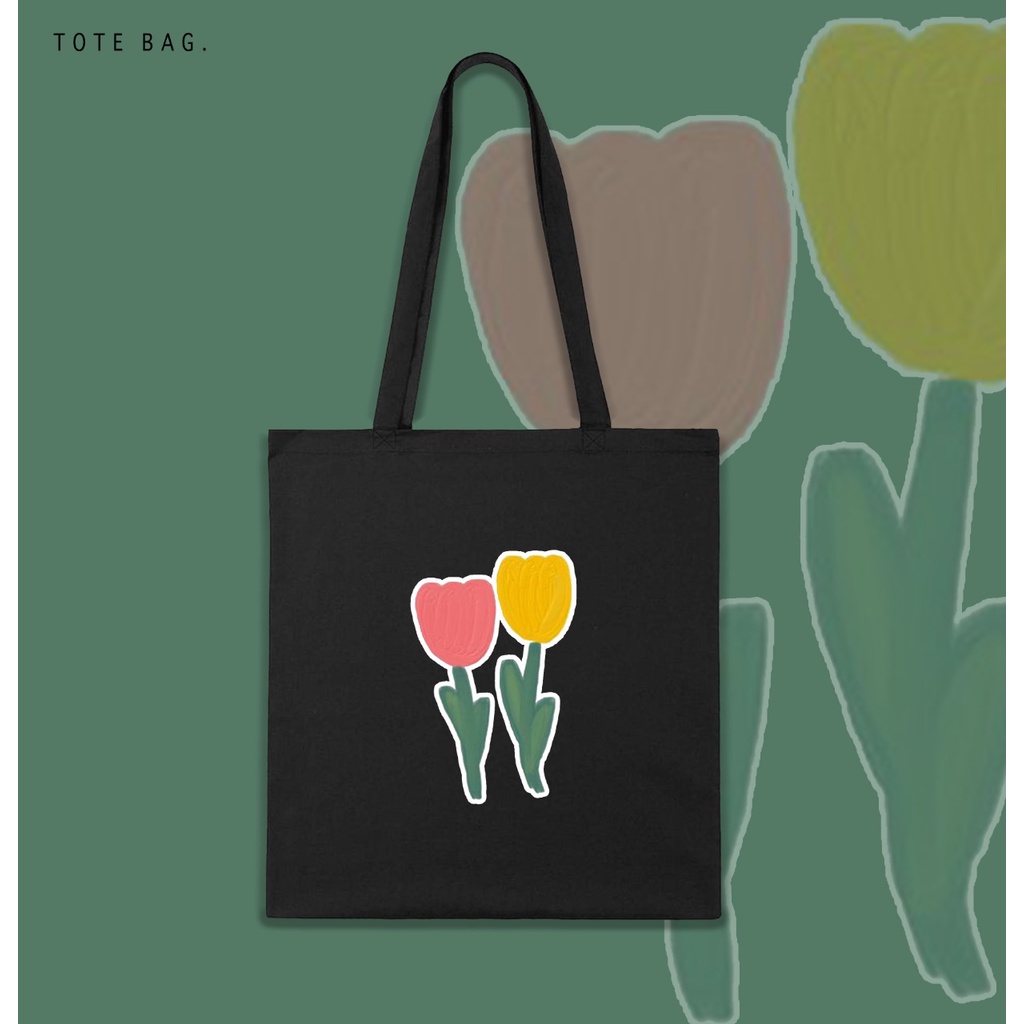 TOTE BAG WANITA / FLOWER TWIN / TAS LES / TAS SANTAI / TAS KULIAH / BAHAN KANVAS