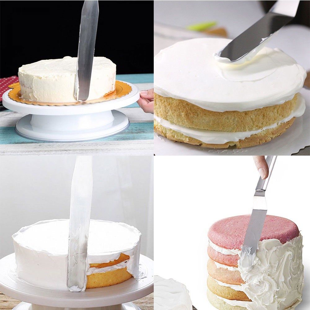 (BOW) Pisau Spatula Kue Penghalus / Pengoles Meratakan Butter Cream Dekorasi Cake Stainless