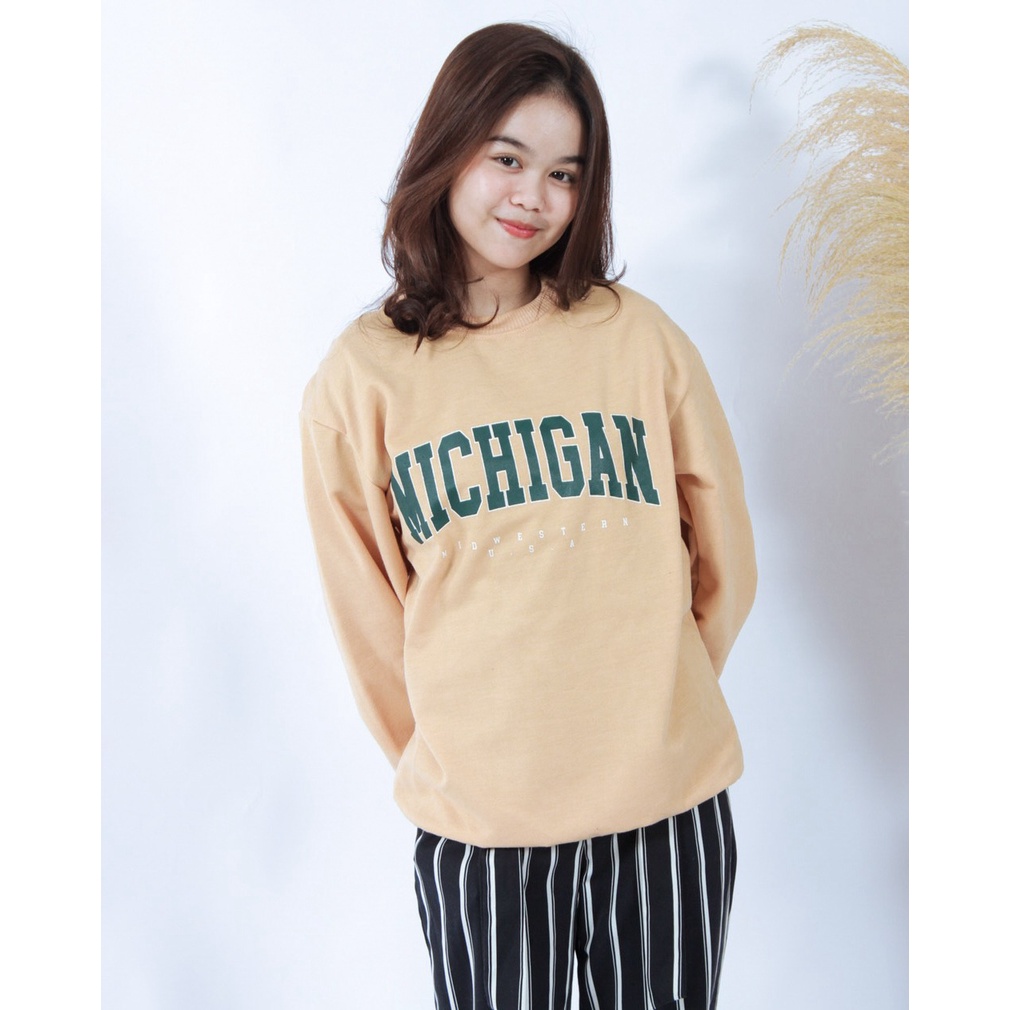 TokoMilkan - Sweater Crewneck Wanita &amp; pria MICHIGAN | Sweater CN Sweatshirt Fleece