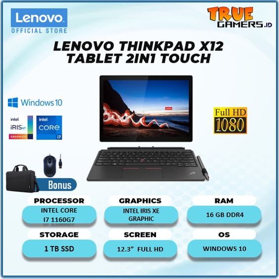 LENOVO THINKPAD X12 TABLET 2IN1 TOUCH I7 1160G7 16GB 1TBSSD W10 12.3FHD