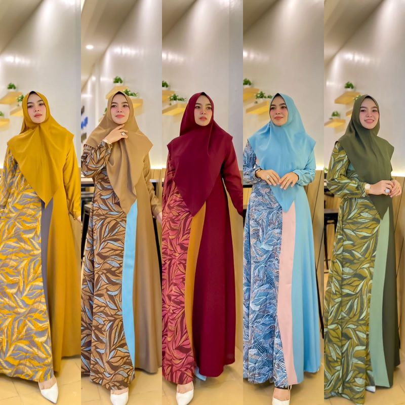 ready stock siap kirim/Shofia dress set by hanasangka/syar'i murah/syar'i simple/syar'i hanasangka/r