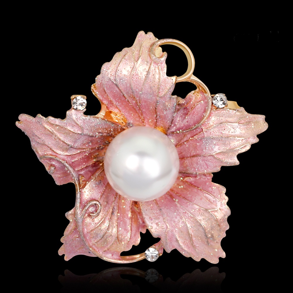 OW@ Fashion Women's Rhinestone Imitation Pearl Enamel Flower Floriated Brooch Pin