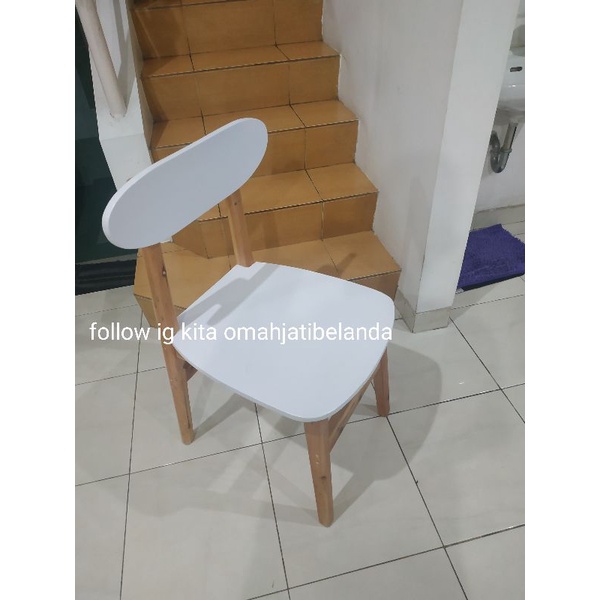 kursi makan jati belanda cat putih