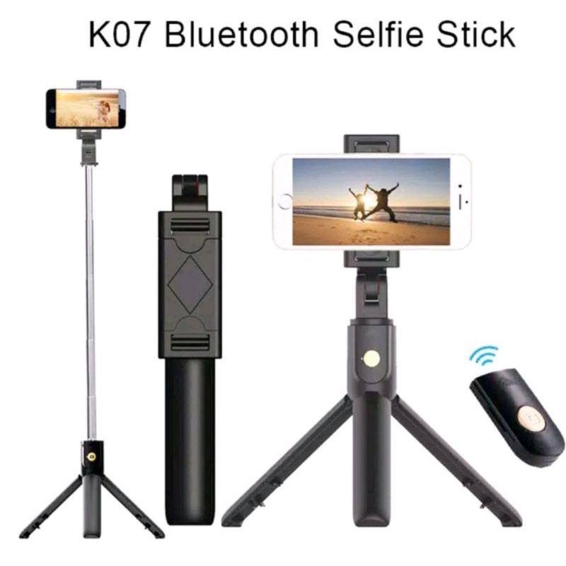 tongsis Magic 3 in 1 K07 Bluetooth Tripod Selfie Stick 70cm  Remote Untuk IOS Android Packing Kotak