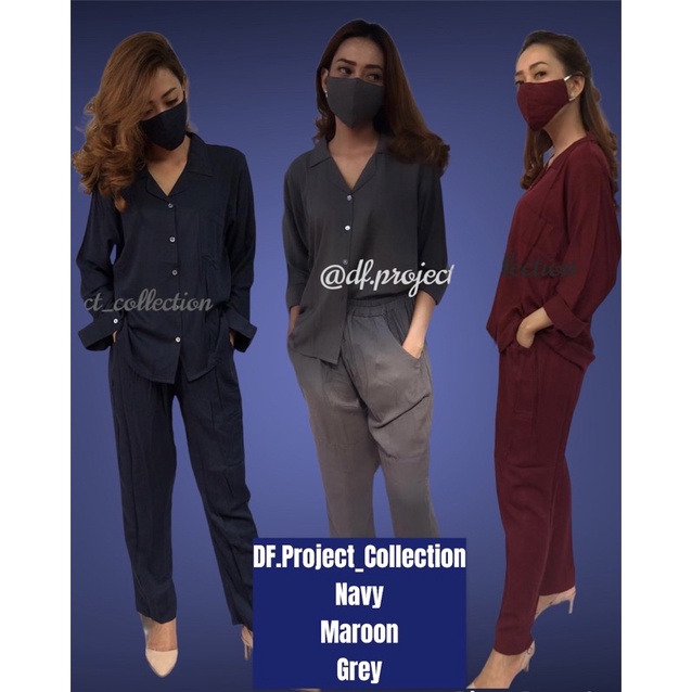 KEMEJA WANITA NAVY / ONE SET WANITA / KEMEJA SET