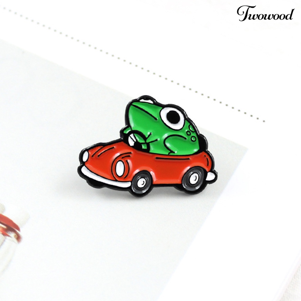 Twowood Brooch Frog Car Driving Cartoon Naughty Children Brooch for Clothes