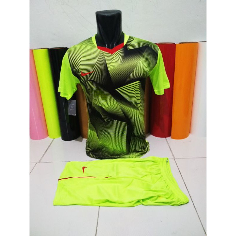 [PRINTING] NIKE HIJAU STABILO HITAM KOLSTUM FUTSAL JERSEY KAOS BAJU BOLA SETELAN