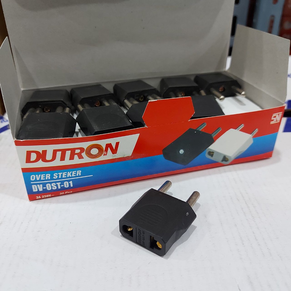 DUTRON Over Steker Lubang 2 / Sambungan Colokan Pipih - 1 Box / 30 Pcs