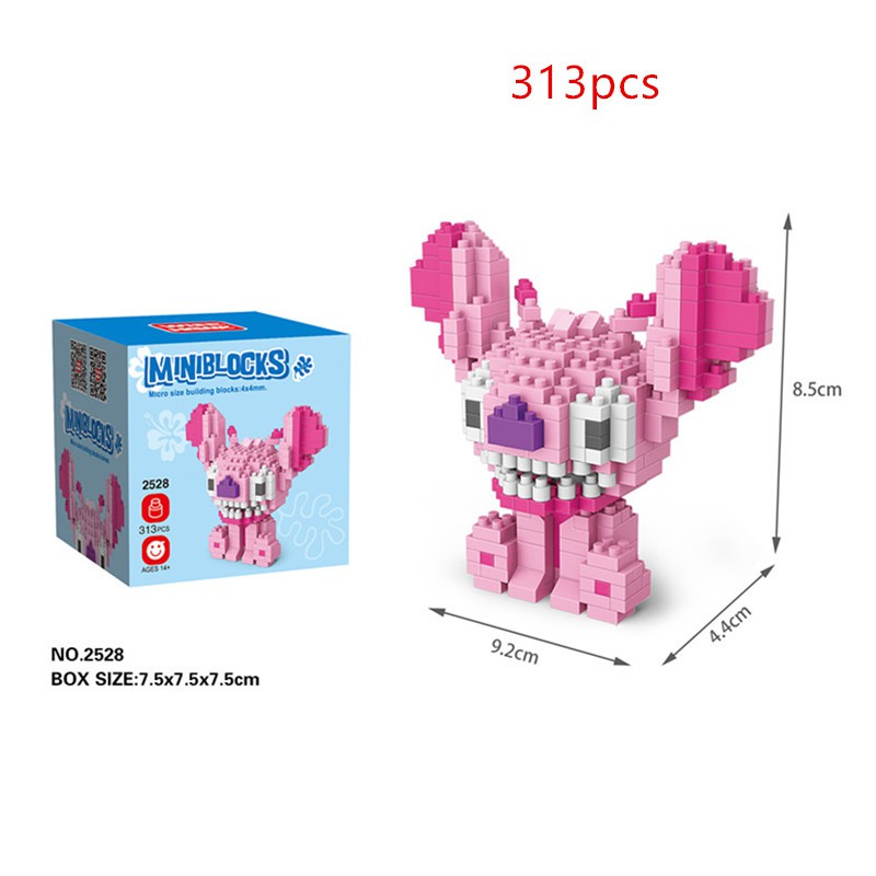 236-313pcs Partikel Lilo Stitch Blok Bangunan Mainan Dengan Kotak Batu Bata Nano Berlian Stitch Action Figure Mainan Edukasi Anak