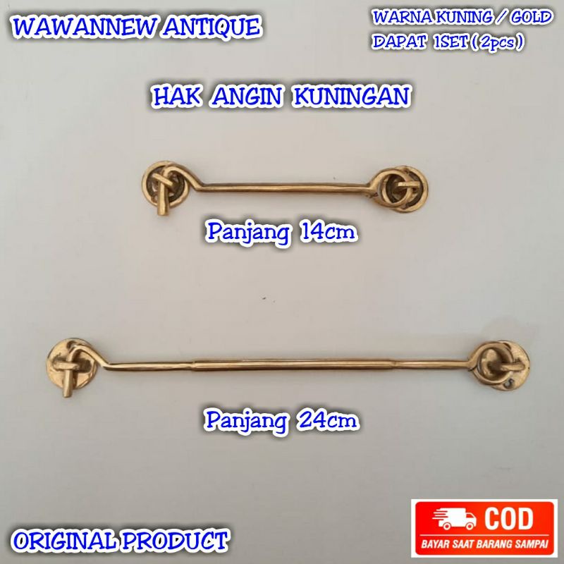 Hak Angin Jendela Kuningan Antik Murah Motif Polos 24cm