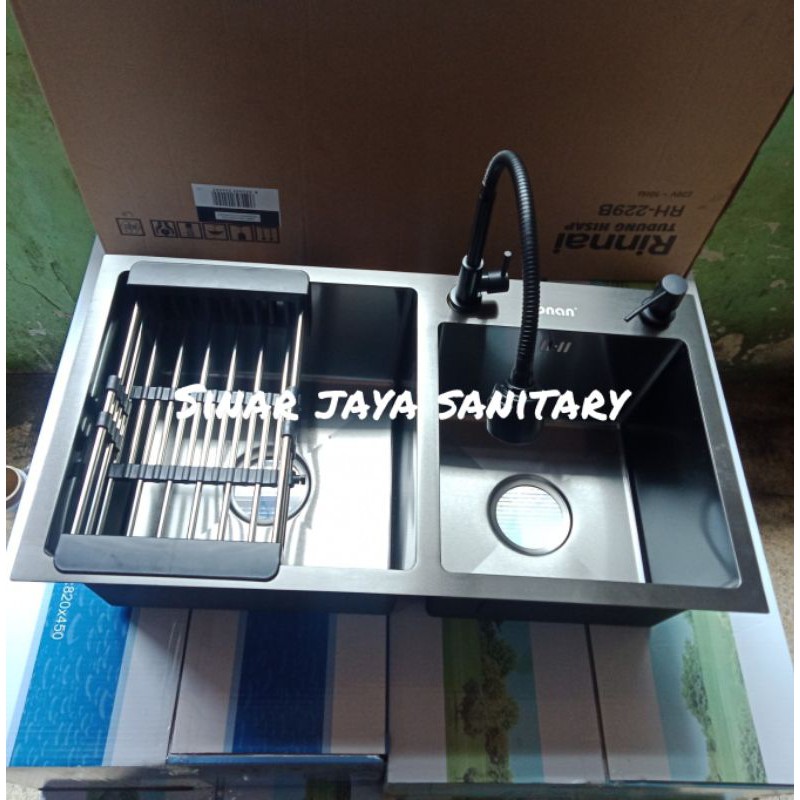 Paket kitchen sink ONAN Black 7541 / Paket sink stainless hitam 7541