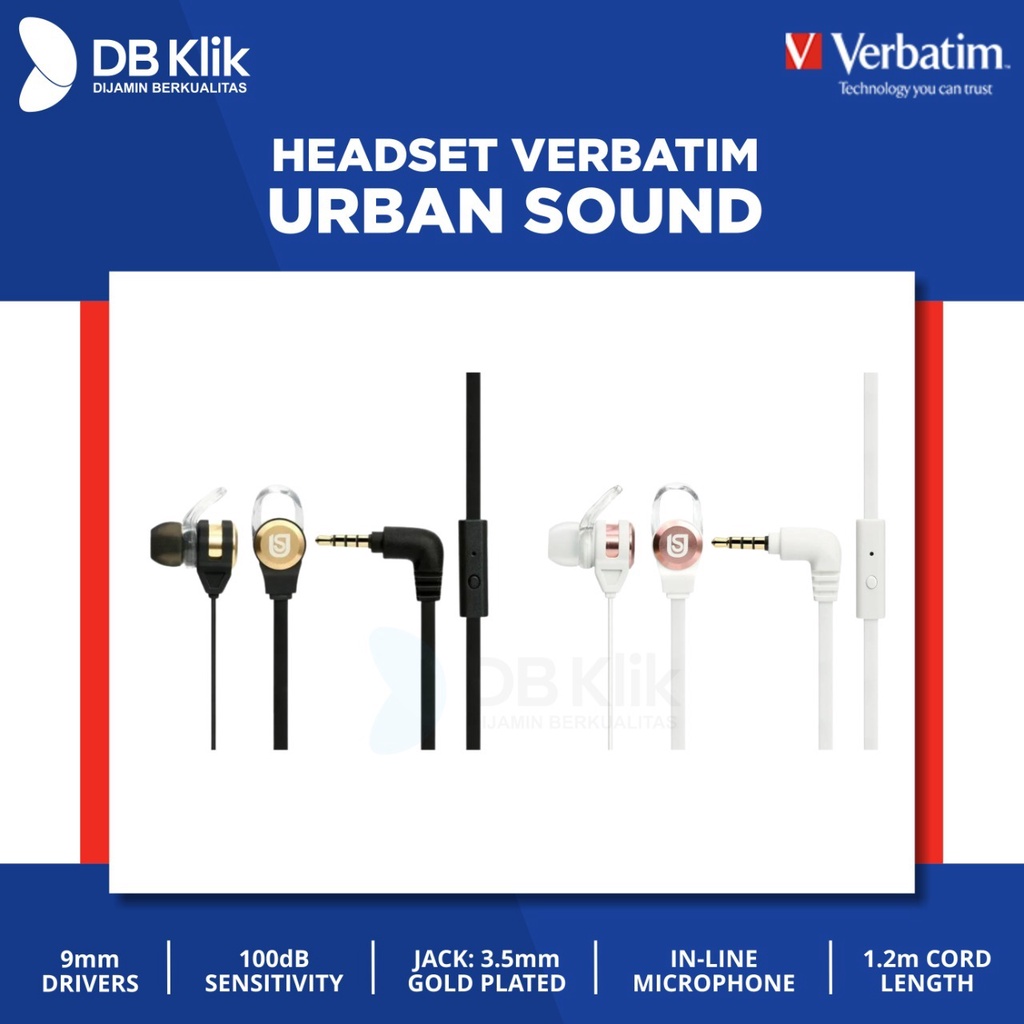 Headset Verbatim Urban Sound - Verbatim In Ear Headphone with Mic