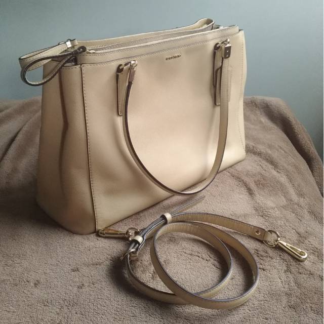Tas wanita Coach double zip original warna krem