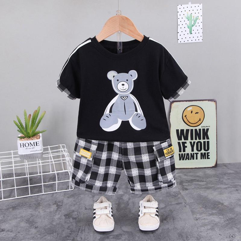 LittleAaron SET RETRO BEAR EBV Setelan Kaos Anak Bayi Laki-laki Pendek 6bulan - 4tahun