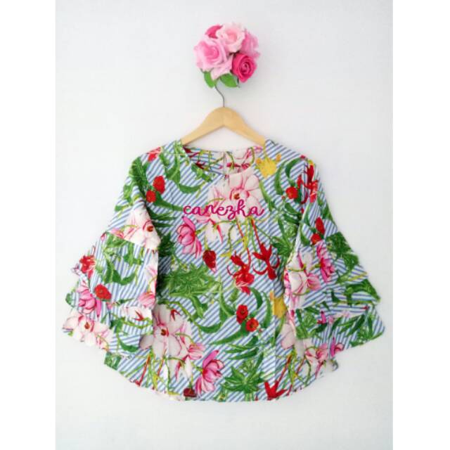 Zara Summer Top  - Atasan replika zara, motif bunga, katun