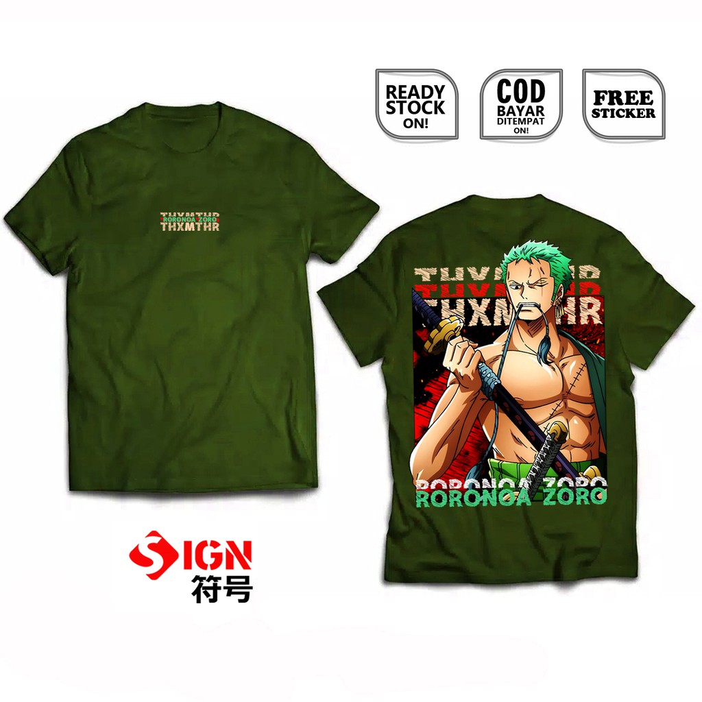 KAOS RORONOA ZORO ONE PIECE PIRATE HUNTER BAJAK LAUT TOPI JERAMI PENDEKAR PEDANG LUFFY SANJI NAMI SC