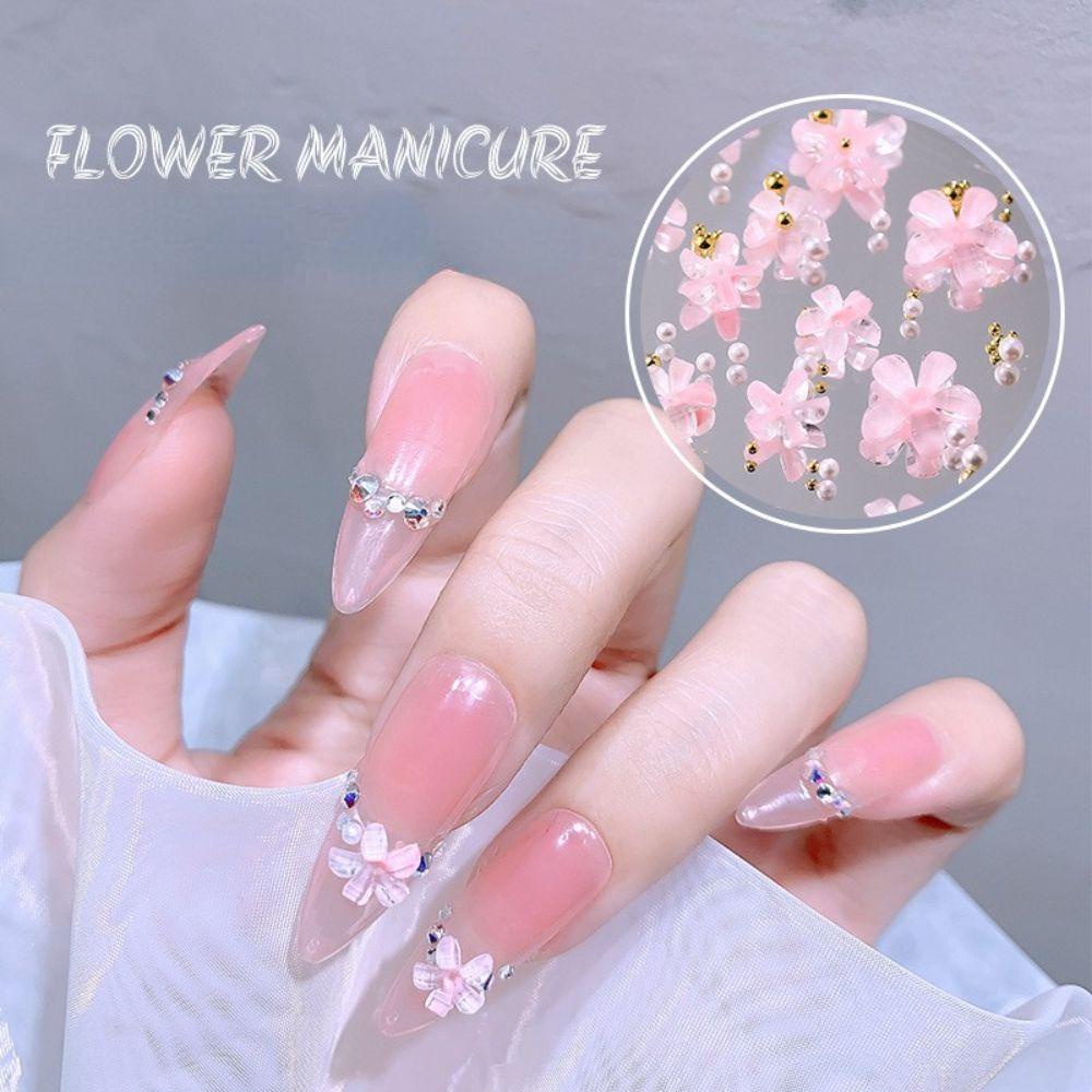Mxbeauty Manik-Manik Bunga 3D Aksen Berlian Imitasi Untuk Aksesoris Nail Art Charms