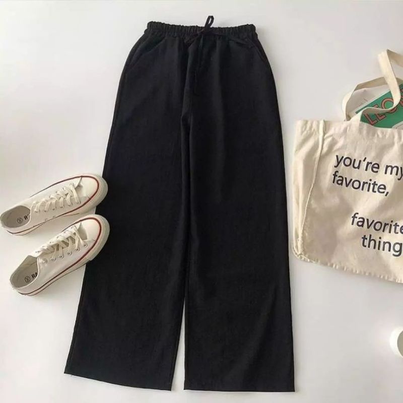 CELANA KULOT CRINKLE HITAM PREMIUM, CELANA KULOT CRINKLE HITAM AIRFLOW