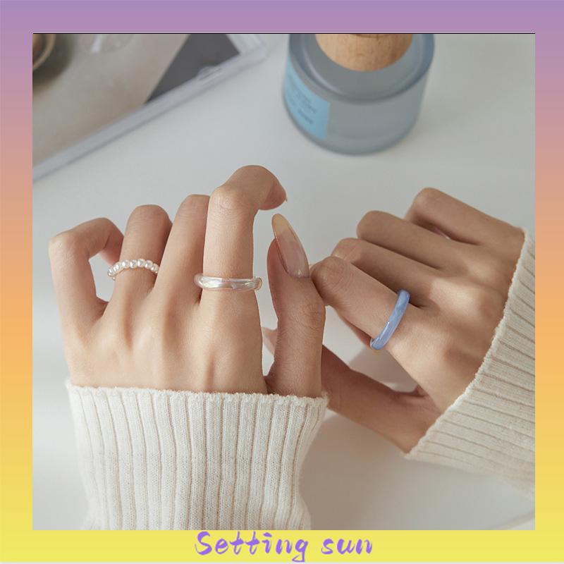 COD ✨3 Pcs /Set Cincin Rantai Bahan Akrilik Gaya Retro Untuk Aksesoris Perhiasan TN