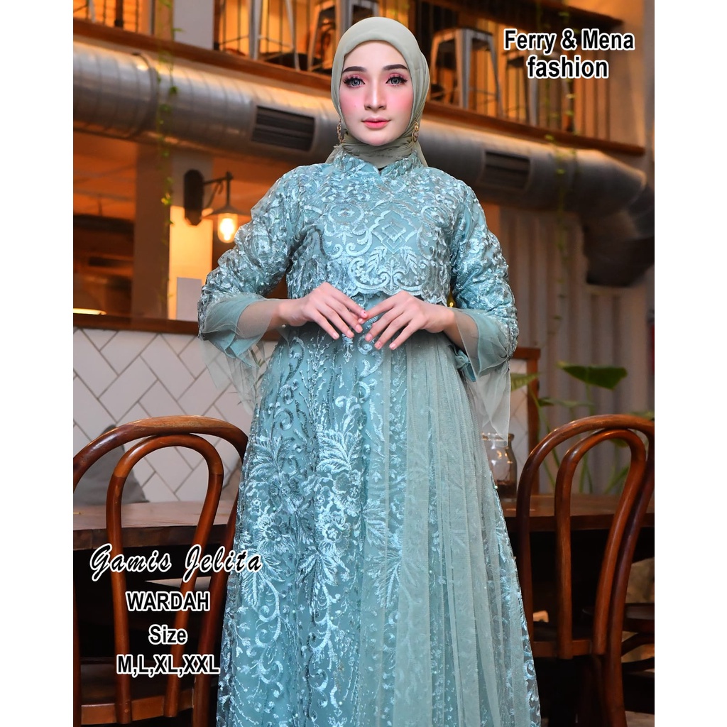 Kadai.baju / Gamis brukat tulle / Gamis pesta / Gamis Maxi Dress Size M L XL XXL / Kebaya modern