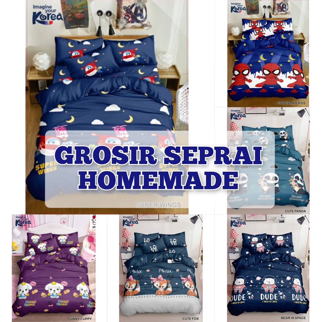 SEPRAI HOMEMADE 180X200 TERMURAH / SEPRAI KARAKTER LUCU / SEPRAI MOTIF BUNGA