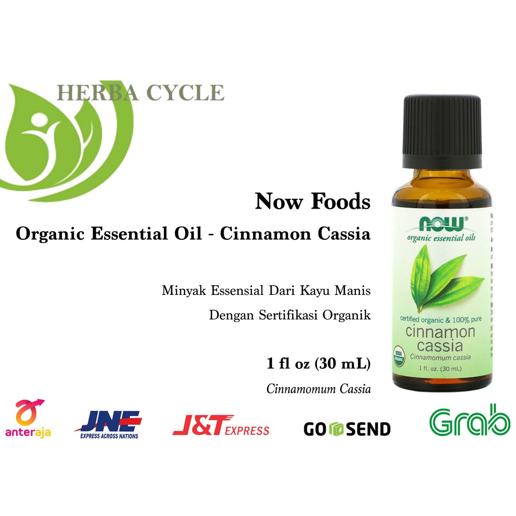 Now Organic Essential Oils Cinnamon Cassia 100% Pure 30 mL Minyak Essensial Kayu Manis Original USA