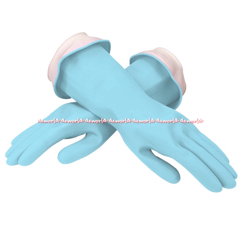 Casabella Waterblock Gloves Gants Sarung Tangan Karet Biru Pink Tetap Melindungi Tangan Di Dalam Kering Casabela Tahan Air Kasabela Gloves Glove Blue