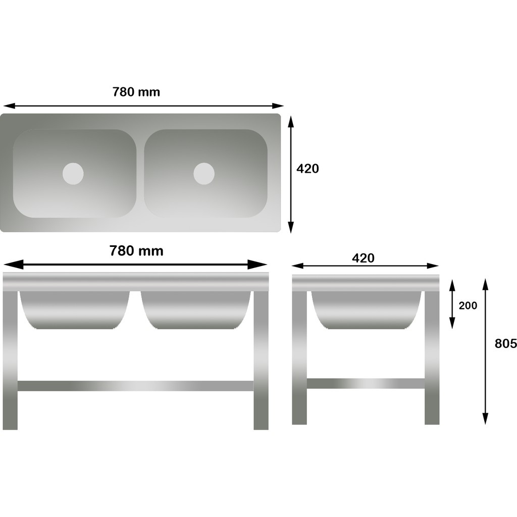 Wastafel/Bak Cuci Piring Double Bowl Mr Dapur MW 78 DB Portable Stainless