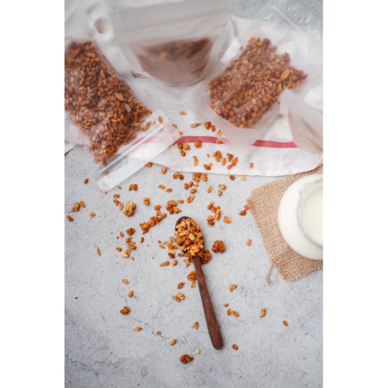 Peanut Butter Granola 100gr / 500gr - PB, Walnut, Almond, Sunflower Seeds - NO SUGAR - LUCKYBITE