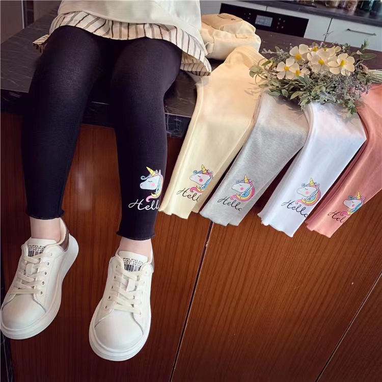 Legging Anak Perempuan Impor Motif Unicorn Hello/Celana Panjang Impor Cotton Premium