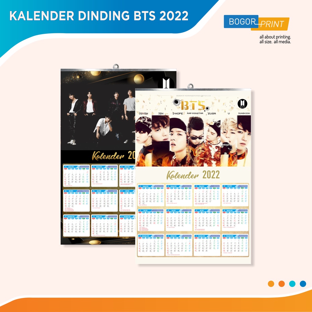 

Cetak Kalender Dinding BTS 2022 (1 LEMBAR) / Klep Seng / Art Paper 150 / BTS / K-POP / Custom
