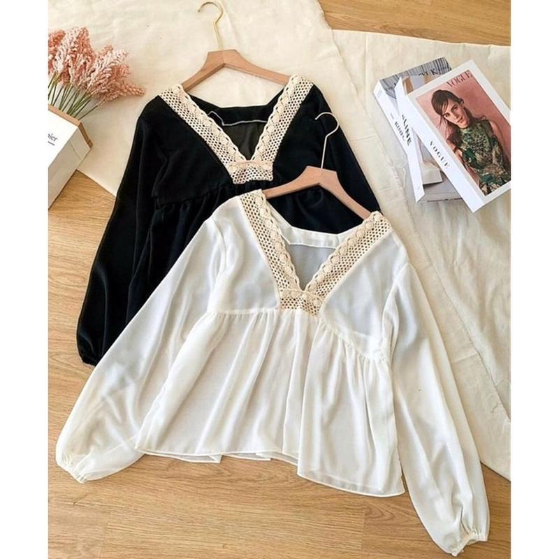 Blouse Atasan Lengan Balon Fashion Muslim Wanita | Blouse Wanita Korean Style Fashion Muslim | Blous