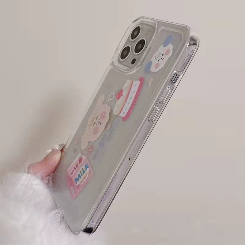 Case Bahan Akrilik Transparan Motif Kue Beruang Untuk iPhone 11 7Plus 8Plus Xr XS 13 12 Pro Max