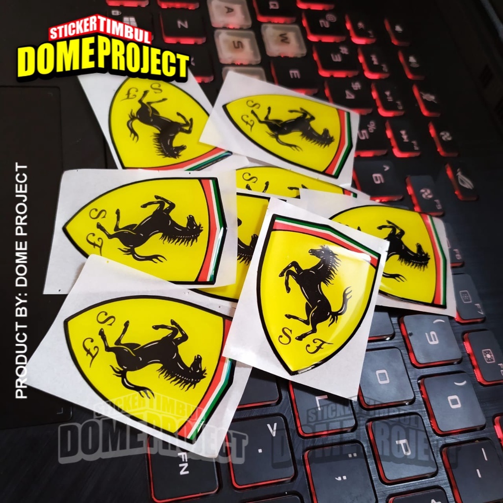 STIKER MOTOR FERRARI EMBLEM STIKER TIMBUL STIKER OUTDOOR STIKER WATERPROOF STIKER BODY MOBIL