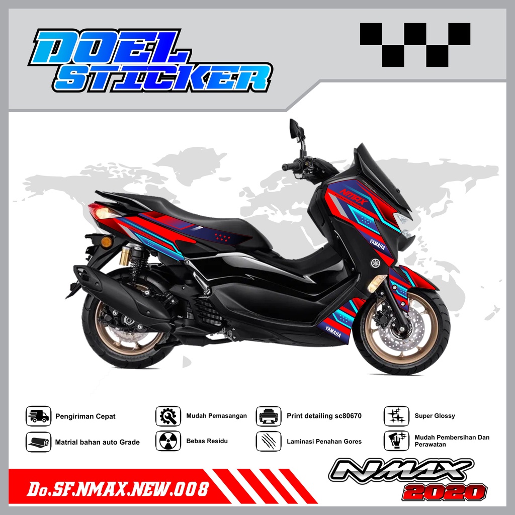 STICKER STRIPING NMAX NEW 2020 - STICKER STRIPING LIST VARIASI HOLOGRAM , CROME YAMAHA NMAX NEW 2020 DOEL 008