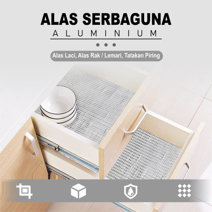 Alas aluminium serbaguna alas meja makan laci rak lemari dapur minyak - missbejogrosir