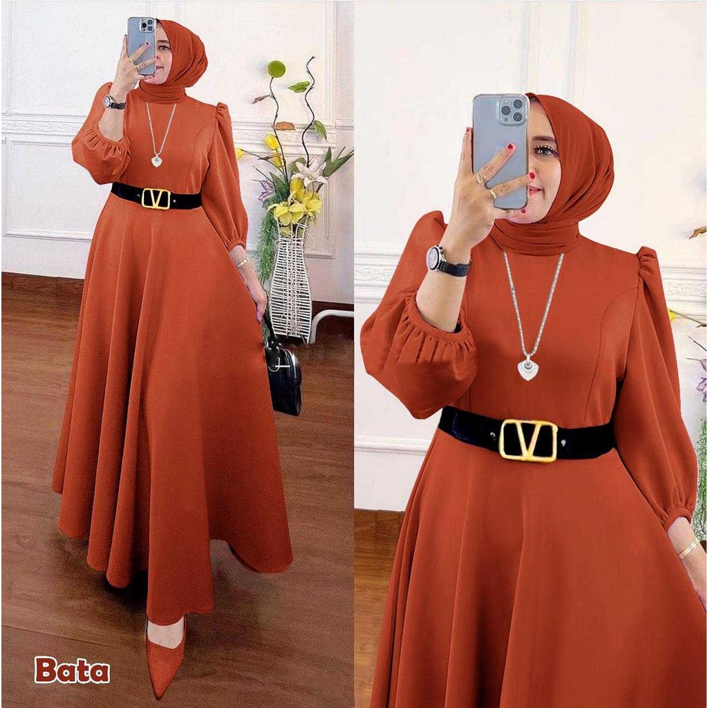SEPHORA MIDI GAMIS JUMBO DRESS SCUBA FREE BELT BAHAN SCUBA PREMIUM IMPORT BAJU WANITA LD 110 BISA CO