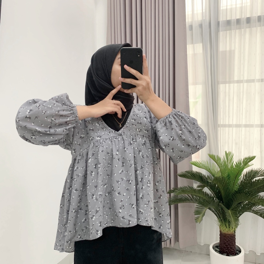 ATASAN WANITA KOREAN STYLE / BLOUSE KOREAN STYLE / BLOUSE WANITA VINTAGE LENGAN BALON / KOREAN TOP BLOUSE BUNGA / SESA BLOUSE OVERSIZE / BAJU ATASAN WANITA KEKINIAN / BLOUSE KOREAN / VINTAGE